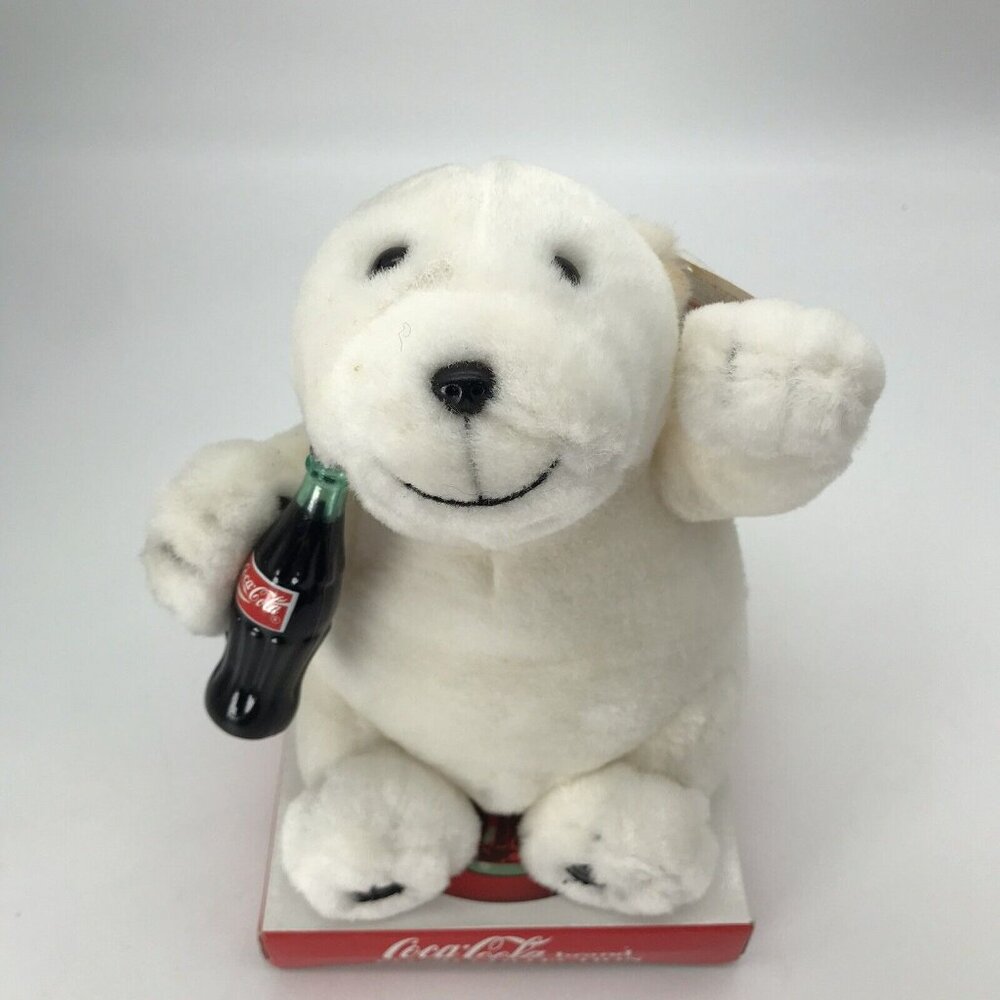 Vintage 1997 Coca Cola Polar Bear Stuffed Plush Animal In Box 7" Collection